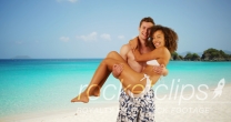 Attractive couple having fun in Caribbean coast.