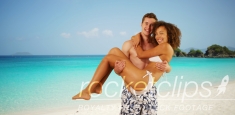 Attractive couple having fun in Caribbean coast.